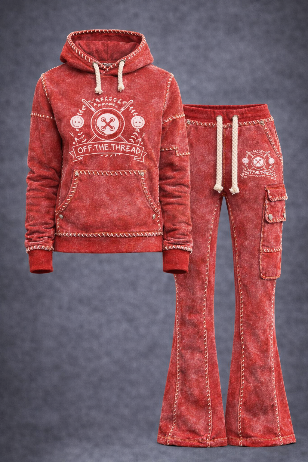 Red Vintage Wash Tracksuit
